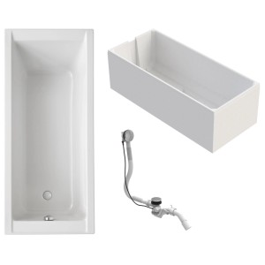 Ottofond Körperformwanne-Set, 170x70 cm, Weiß: Badewanne, Wannenträger und Ab-Überlaufgarnitur im Set.