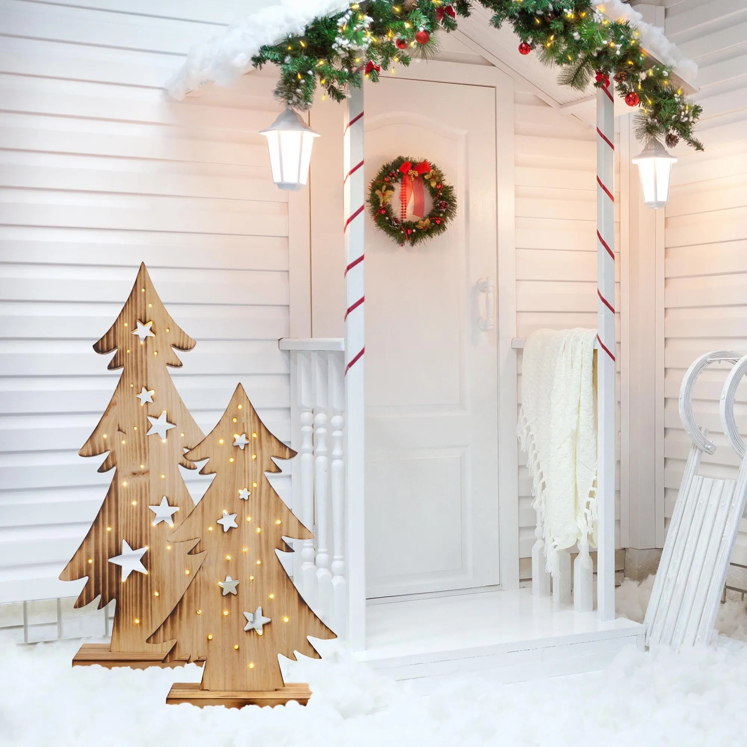 Näve Outdoor LED Weihnachtsdeko Holz Tannenbaum 47 cm kaufen bei OBI