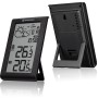 Bresser Meteo Temp W Wetterstation mit Funksignal, Temperaturanzeige und Wettervorhersage in Schwarz.