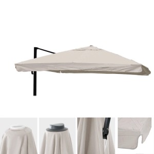 MCW Ersatzbezug für Sonnenschirm A96, 3x3m, Creme-Grau. Bezug aus Polyester mit Flap.