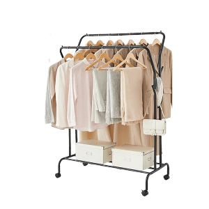 Songmics Kleiderständer Pataye mit Rollen Schwarz