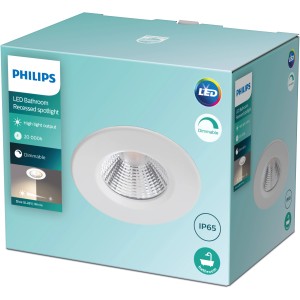 Verpackung eines weißen, runden Philips LED-Einbauspots Dive SL261, 5,5W, 27K, IP65.