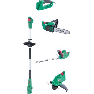 CMI Elektro-Schneidset C-EGS-5in1: Kettensäge, Heckenschere, Rasentrimmer und Verlängerung