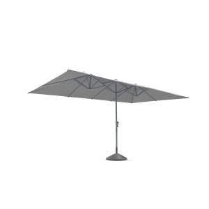 Leco Marktschirm, 270x460 cm, lichtgrau, mit Kurbel. Sonnenschutz für Garten und Terrasse.