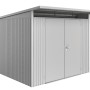 Biohort Metall-Gerätehaus AvantGarde Gr. A6, silber-metallic mit Doppeltür.