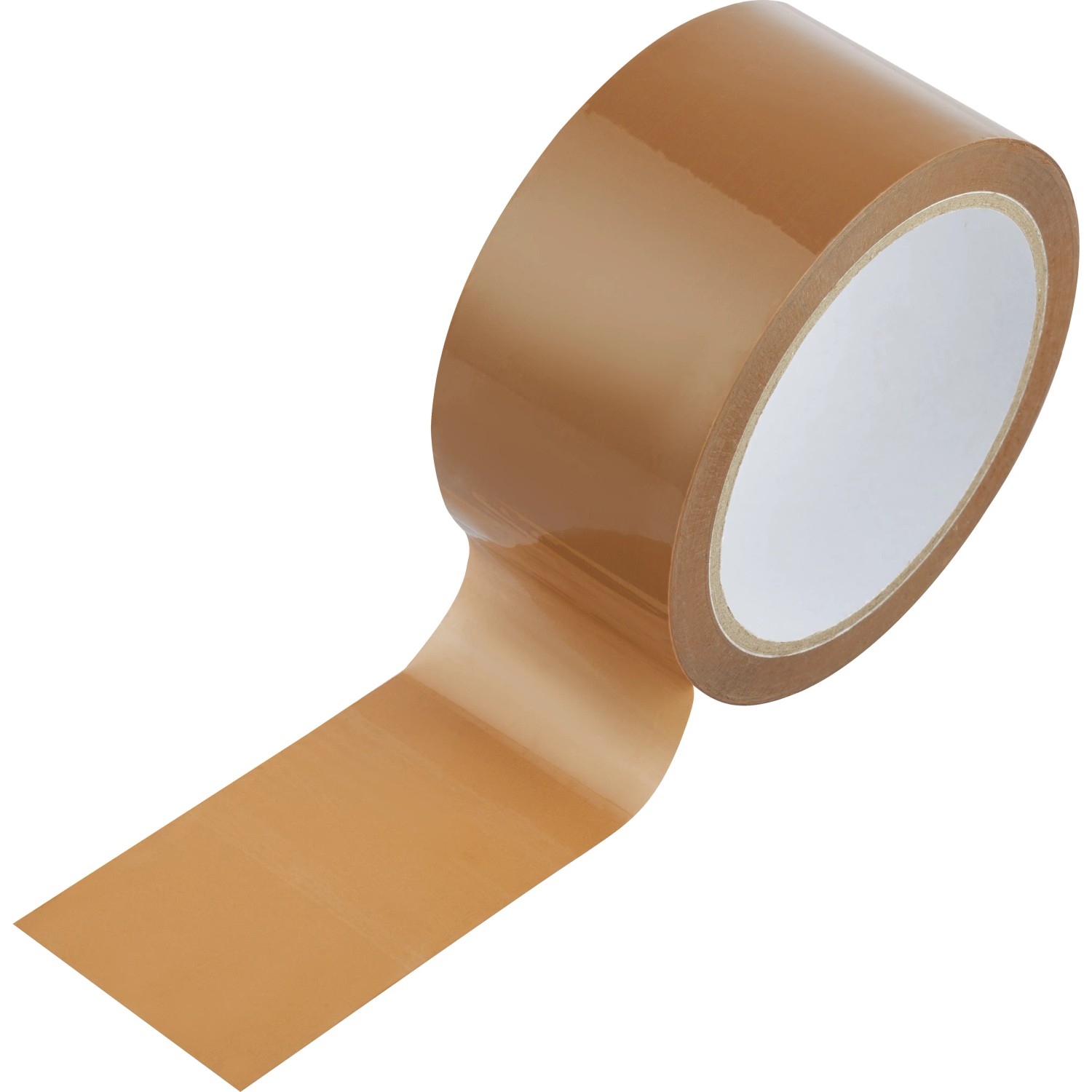 Braunes Packband 66m x 50mm auf Rolle, geeignet zum Verpacken und Verschließen von Paketen.