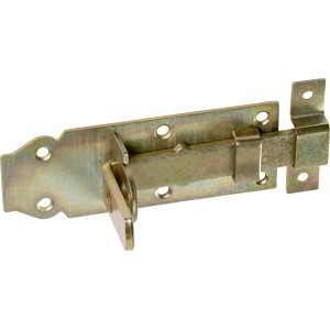 Gelb verzinkter Türschlossriegel, 120x50mm, für Türen und Tore, zum Anschrauben.