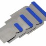 LUX Japanspachtel-Set, 4-teilig, Metallspachtel mit blauem Griff in verschiedenen Größen.