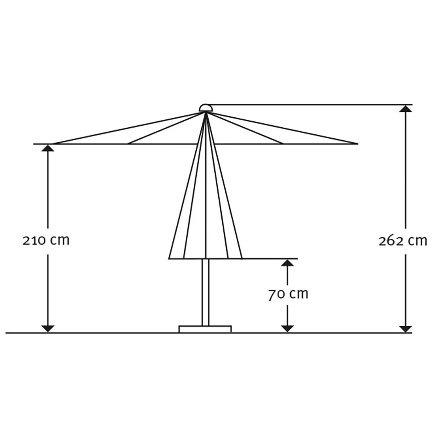 Skizze: Schneider Marktschirm Gemini, Ø 360 cm, Maße und Details zum Sonnenschirm.