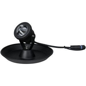 Schwarze Paulmann LED-Teichleuchte Plug & Shine für warmweißes Licht im Garten.