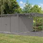 Karibu Metallgerätehaus Amato mit Anbaudach in Graualuminium, 220x342x342 cm.