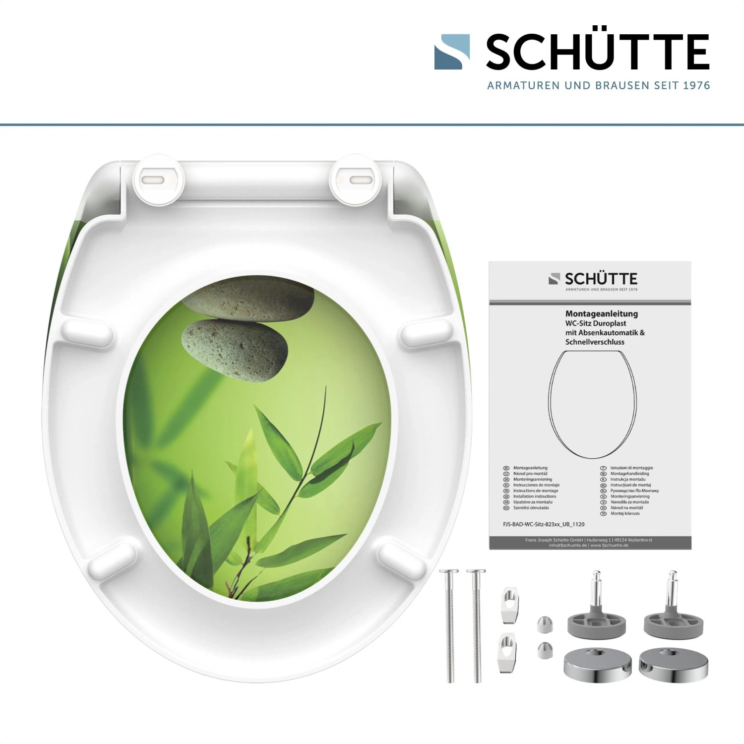 Schütte WC-Sitz Green Garden mit Absenkautomatik und Schnellverschluss, Duroplast.