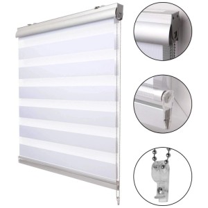Weißes Sol Royal Doppelrollo SolDecor DK9 mit Kassette, 60x160 cm, für Fenster.