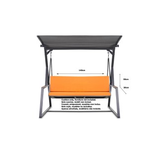 Orangefarbenes Kissen für Hollywoodschaukel, 140x50x50x7cm, 2-Sitzer. Ohne Schaukel.