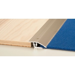 2-teiliges Edelstahl Anpassprofil für Laminat und Teppich, 15x44x2700mm.
