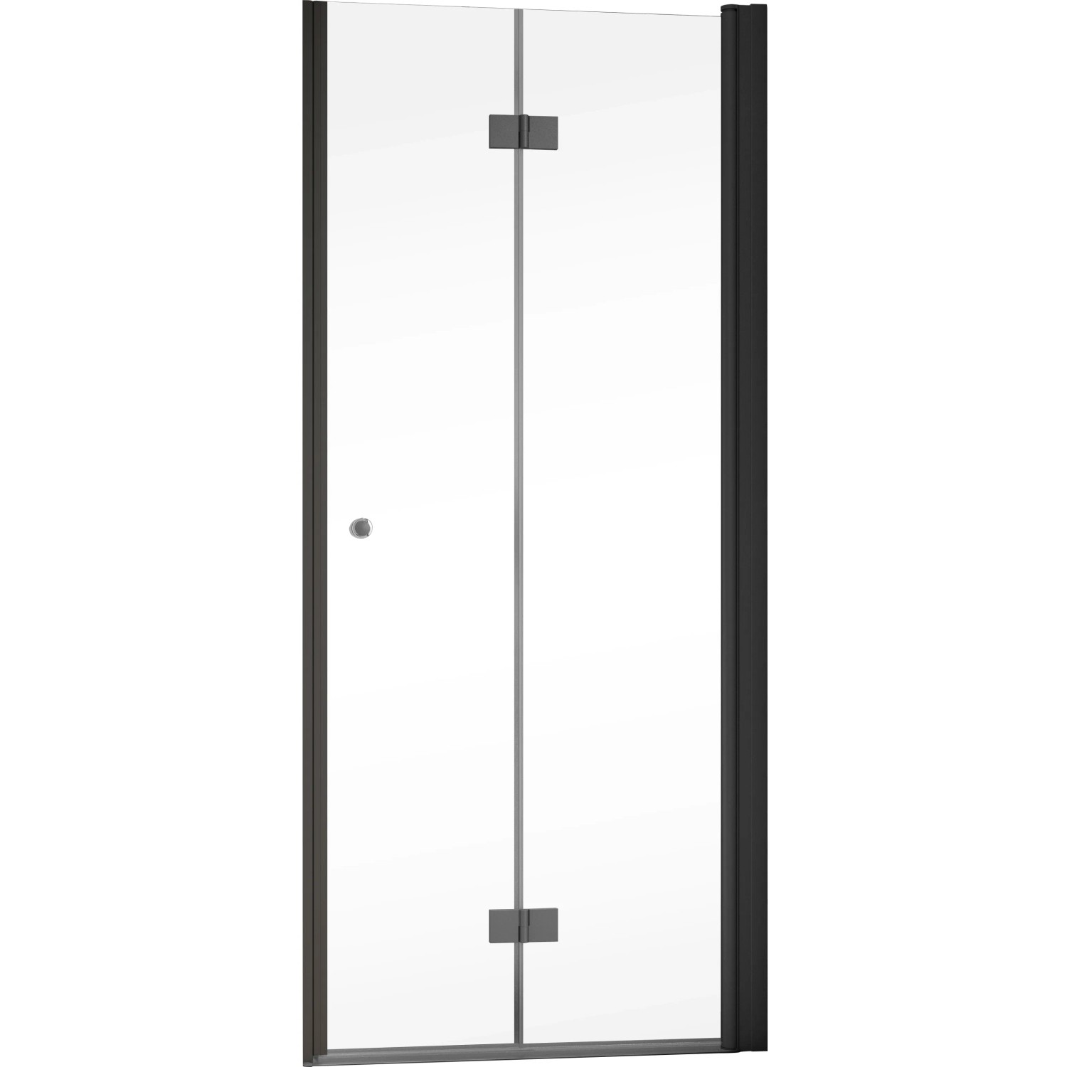 Schulte ExpressPlus Drehfalttür, Nische, Mattschwarz, 200x90 cm. Duschtür mit zwei Glaselementen.