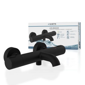 Schütte Thermostat-Wannenarmatur Los Angeles, schwarz matt, für Bad & Dusche.