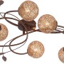 Paul Neuhaus Deckenleuchte Greta, 6-flammig, Rostfarben mit goldenen Leuchtkugeln.