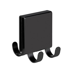 Schöner Wohnen Doppel-Duschhaken Brola, schwarz matt, für Duschwände bis 8mm. Handtuchhalter mit 4 Haken.