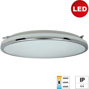 LED-Wand- und Deckenleuchte, 18 W, Ø 33,5 cm, Farbwechsel, Weiß-Chrom-Glänzend, IP44.