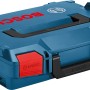 Bosch Professional L-Boxx 102 Werkzeugkiste aus blauem Kunststoff mit roten Verschlüssen und schwarzem Tragegriff.