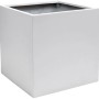 Weißer Vivanno Pflanzkübel Block, 50x50x50 cm, aus Fiberglas für Garten und Terrasse.