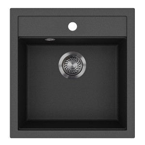 Helika Einbauspüle Tessa 49 cm x 51 cm Schwarz inkl. Grafitventil