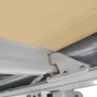 Detailansicht der Home Deluxe LED Vollkassettenmarkise Elos, sandfarben, mit weißem Gestell.