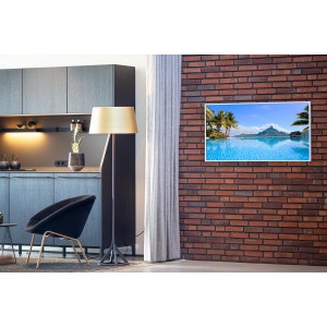 Könighaus Infrarotheizung Panorama Bora Bora Insel, 60x100cm, an Ziegelwand.