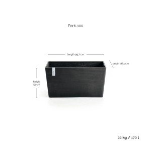 Ecopots Pflanztopf Paris Dunkelgrau 99 cm x 46 cm x 50 cm