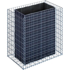 Eckiges Gabiona Gabionen-Hochbeet, 100x100x60 cm, Maschenweite 5x10 cm, galvanisiert.