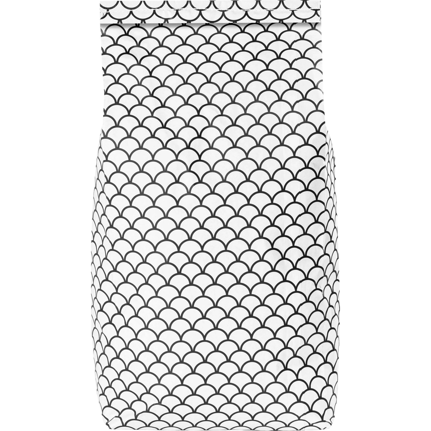 Weißer Sitting Point Sitzsack (60 l) mit schwarzem Schuppenmuster.