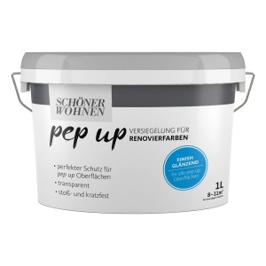 Schöner Wohnen pep up Versiegelung, glänzend, 1 l, für Renovierfarben. Transparent und kratzfest.