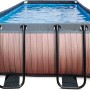 Rechteckiger EXIT Wood Pool 400x200x100 cm mit Holzoptik und Filterpumpe.