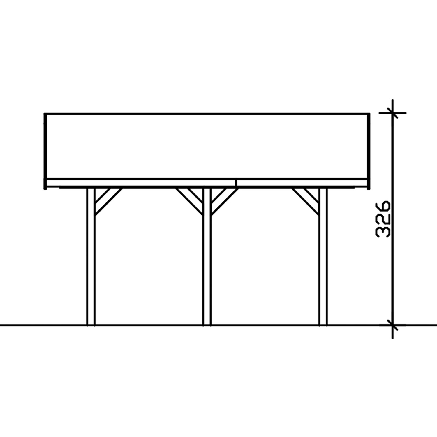Skizze eines Satteldach-Carports Wallgau mit Maßangabe 326 cm.