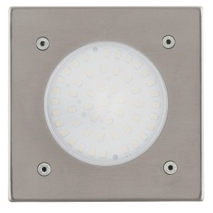 Quadratische Eglo LED Solar Bodeneinbauleuchte aus Edelstahl, Aufsicht.
