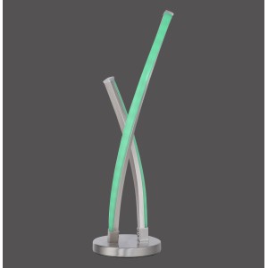 Smarte LED Tischleuchte LOLAsmart-Swing in Stahlfarben, Lichtfarbe einstellbar.