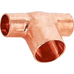 Löt-Reduzier-T-Stück aus Kupfer, 15 mm x 22 mm x 15 mm, für dauerhafte Rohrverbindungen.