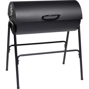 Holzkohlegrill in Fassform 90 cm x 83 cm x 57 cm Schwarz