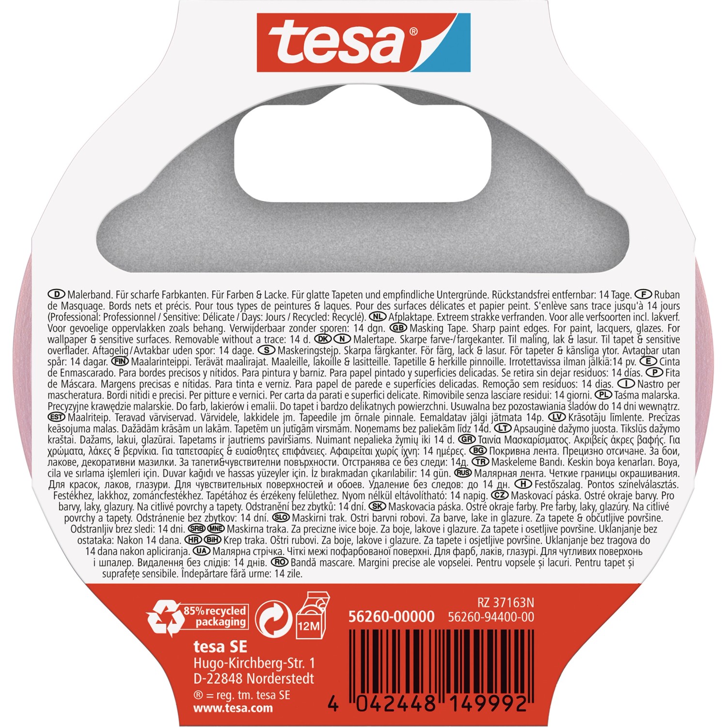 Tesa Malerband Professional Sensitive, 25mm x 25m Rolle für sensible Oberflächen.