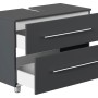 Posseik Unterbau Mondial Universal, 85 cm, Grafit, mit zwei offenen Schubladen.