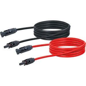 Schwaiger Solar-Verlängerungskabel, 2 m, rot und schwarz, mit Stecker und Kupplung für Solaranlagen.