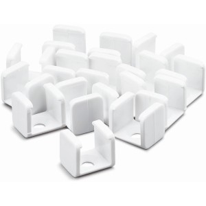 Befestigungsclips für Philips Hue Lightstrip Outdoor, weiße Kunststoffhalterungen mit Schraubloch.