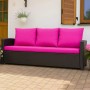 Gartensofa mit pinkfarbenen Kissen: Setgarden Mix-Techno Gartenkissen für Polyrattan Möbel.