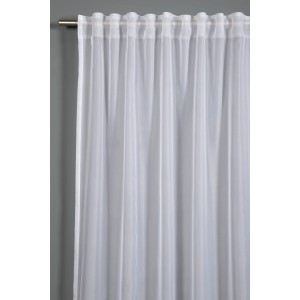 Weißer Bennetti Schal aus Voile mit Gardinenband, 140x245 cm, für Fenstervorhänge.