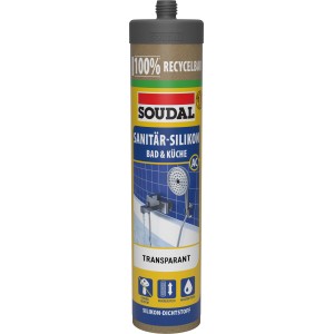Soudal Sanitär-Silikon Transparent, 270ml Kartusche für Bad und Küche.