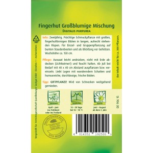 Samentüte Quedlinburger Fingerhut, großblumige Mischung für farbenprächtige Blumenbeete.