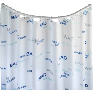 Weiße Wenko Rundduschstange aus Aluminium mit Duschvorhang für Eckdusche.