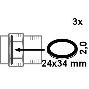 Kirchhoff Fiberdichtung HD, 24x34x2mm, blau, 3er-Set für Rohrverschraubungen.
