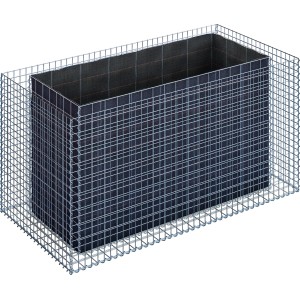Eckiges Gabiona Gabionen-Hochbeet, 100x200x100 cm, Maschenweite 5x5 cm, Wandstärke 15 cm.